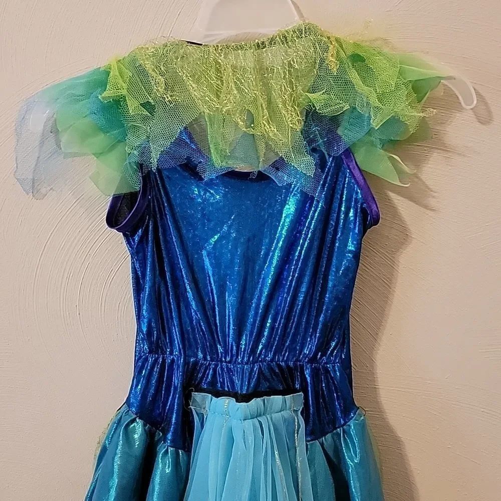 RUBIE'S TURQUOISE AND PURPLE PEACOCK COSTUME, SIZE MEDIUM (8-10)